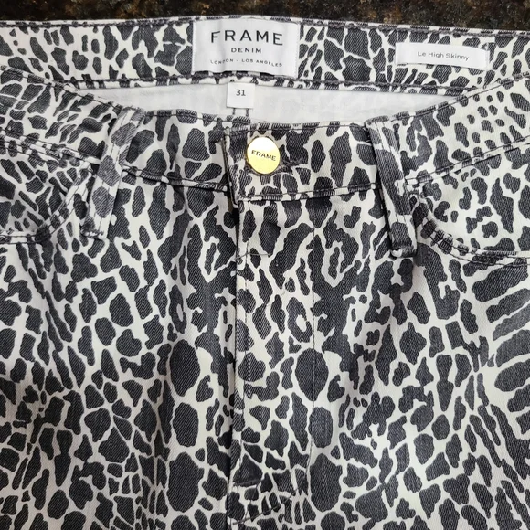 Frame Denim Le High Skinny Black and White Patterned Jeans - Picture 1 of 7